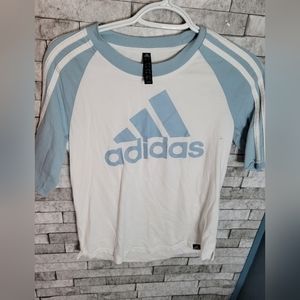 Adidas‎ baby blue & white Tshirt Size Small ladies